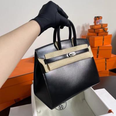 wholesale quality hermes birkin 25 sellier black swift silver hardware